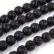 Natural Lava Rock Bead Strands, Round, 8mm, Hole: 1mm, about 50pcs/strand, 15.7 inch(G-R193-18-8mm)