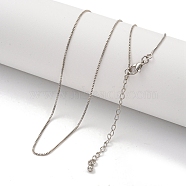 Brass Box Chain Necklaces for Women, Platinum, 17.95 inch(456mm)(NJEW-G084-12P)