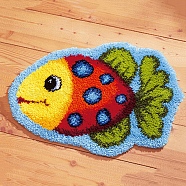 DIY Latch Hook Rug Kit, DIY Rug Crochet Yarn Kits, Including Color Printing Mesh Embroidery Pad, Acrylic Fiber Wool, Instruction, Fish, 505x380x2mm(DIY-NH0005-01E)