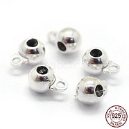 Rhodium Plated 925 Sterling Silver Tube Bails, Loop Bails, Bail Beads, with Rubber Inside, Slider Stopper Beads, Round, Platinum, 6x4x3mm, Hole: 1.2mm and 1.5mm(STER-I016-126A)