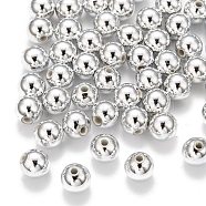 Plating Plastic Acrylic Round Beads, Silver Plated, 8mm, Hole: 1.5mm, about 1800pcs/pound(PACR-L003-8mm-S)