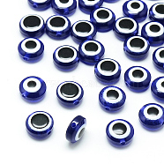 Resin Beads, Flat Round, Evil Eye, Dark Blue, 7.5~8x5~6mm, Hole: 1.8~2mm(X-RESI-S339-6x8-09)