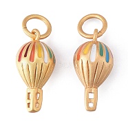 Brass Enamel Pendants, with Jump Rings, Hot Air Balloon, Real 24K Gold Plated, 18x9x9mm, Jump Ring: 7x1mm, Hole: 5mm(KK-I675-21G)