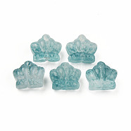Two Tone Transparent Spray Painted Glass Beads, Crown, Teal, 12x14x8.5mm, Hole: 1mm(GLAA-Q092-02-C09)