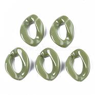 Opaque Acrylic Linking Rings, Quick Link Connectors, For Curb Chains Making, Twist, Olive, 22x16.5x5.5mm, Inner Measure: 12x6mm(OACR-T011-88C)