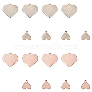 CHGCRAFT 24Pcs 4 Style Brass Charms, Stamping Blank Tag, Long-Lasting Plated, Heart, with Loops, Antique Bronze & Red Copper, 2x11x1mm, Hole: 1mm(KK-CA0001-30)