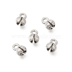 Brass Bead Tips, Calotte Ends, Knot Cover, Rack Plating, Long-Lasting Plated, Lead Free & Cadmium Free, Platinum, 6.5x4mm, Hole: 1.4mm, Inner Diameter: 2.5mm(KK-Z156-04P-02)