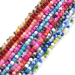 Natural Persian Jade Beads Strands, Dyed, Round, Mixed Color, 6mm, Hole: 1mm, about 62pcs/strand, 16 inch(G-D434-6mm-M)