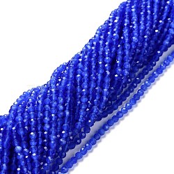 Cat Eye Beads Strands, Round, Faceted, Blue, 3mm, Hole: 0.2mm, 14.17 inch(36cm), 122pcs/strand(CE-I005-B2)