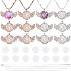 DIY Pendant Necklace Making Kits, with Iron Cable Chain Necklace Makings, Alloy Crystal Rhinestone Pendant Cabochon Setting, Transparent Glass Cabochons, Silver & Rose Gold, Necklace: 27.95 inch~31.49 inch, 3mm, 2pcs/box(DIY-NB0003-99)