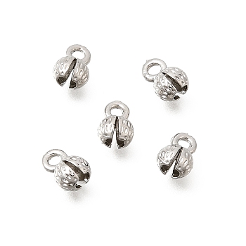 Brass Bead Tips, Calotte Ends, Knot Cover, Rack Plating, Long-Lasting Plated, Lead Free & Cadmium Free, Platinum, 6.5x4mm, Hole: 1.4mm, Inner Diameter: 2.5mm