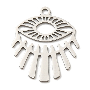201 Stainless Steel Pendants, Laser Cut, Eye Charm, Stainless Steel Color, 25x21x1mm, Hole: 1.8mm