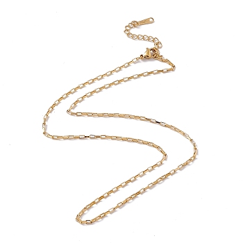 201 Stainless Steel Paperclip Chain Necklace for Men Women, Real 18K Gold Plated, 17.72 inch(45cm)