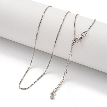 Brass Box Chain Necklaces for Women, Platinum, 17.95 inch(456mm)