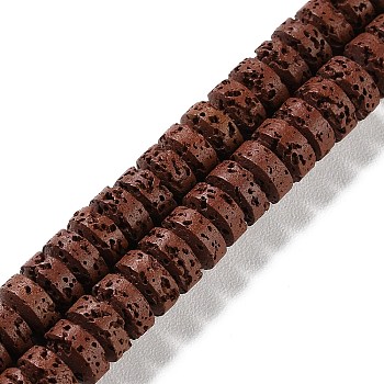 Synthetic Lava Rock Dyed Beads Strands, Rondelle, Coconut Brown, 8~8.5x4mm, Hole: 0.7mm, about 90pcs/strand, 14.96''(38cm)