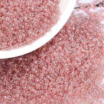 MIYUKI Round Rocailles Beads, Japanese Seed Beads, (RR3507) Transparent Peach Luster, 15/0, 1.5mm, Hole: 0.7mm, about 5555pcs/bottle, 10g/bottle