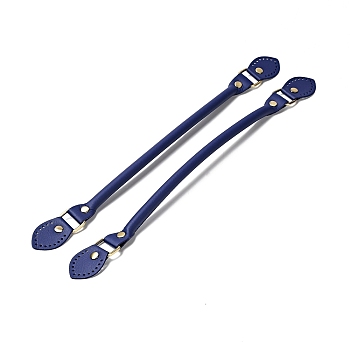Leaf End Microfiber Leather Sew on Bag Handles, with Alloy Studs & Iron Clasps, Bag Strap Replacement Accessories, Dark Blue, 39.5x3.15x1.25cm