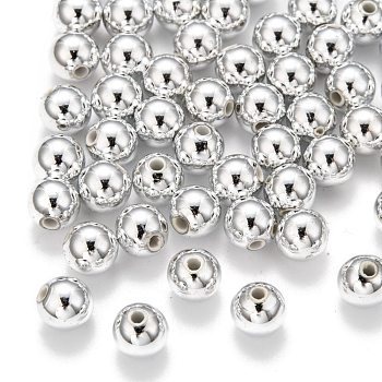 Plating Plastic Acrylic Round Beads, Silver Plated, 8mm, Hole: 1.5mm, about 1800pcs/pound