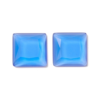 Glass Cabochons, Square, Dodger Blue, 25x25x7mm