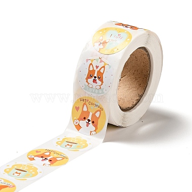 Round Dot Cute Dog Paper Cartoon Stickers Roll(X-DIY-D078-08C)-3