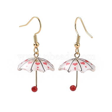 5 Pairs 5 Color Acrylic Umbrella with ABS Plastic Beaded Dangle Earrings(EJEW-JE05094)-4