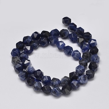 Faceted Natural Sodalite Beads Strands(G-K066-02-8mm)-2
