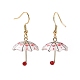 5 Pairs 5 Color Acrylic Umbrella with ABS Plastic Beaded Dangle Earrings(EJEW-JE05094)-4