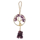 Wire Wrapped Chips Natural Amethyst Big Pendant Decorations(HJEW-SZ0001-27E)-1