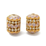 Alloy Enamel & Rhinestone Beads, Column, Golden, Violet, 13.5x9.5mm, Hole: 1.6mm(ENAM-B037-15G-02)