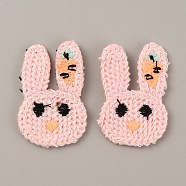 Animal Polyester Knitted Appliques, Costume Hat Bag Ornament Accessories, Rabbit Pattern, 42.5x27.5x2.5mm(DIY-WH0399-42C)