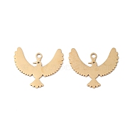 304 Stainless Steel Pendants, Bird Charm, Real 18K Gold Plated, 25.5x22x1mm, Hole: 1.8mm(STAS-E186-08G)