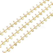 Handmade Faceted Glass Beaded Chains, Soldered, with Brass Findings, Golden, Long-Lasting Plated, with Spool, Misty Rose, 7~7.5x3x2~2.5mm, about 32.8 Feet(10m)/roll(CHC-P007-C19)
