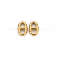 Ion Plating(IP) 304 Stainless Steel Connector Charms, Oval, Real 14K Gold Plated, 10x6.5x2mm, Hole: 2.5mm(X-STAS-N097-168LG)