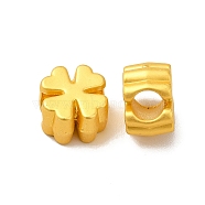 Rack Plating Alloy European Beads, Large Hole Beads, Clover, Matte Gold Color, 9.5x9x6.5mm, Hole: 4mm(PALLOY-K255-06MG)