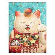 Lovely Cat Flower 5D Diamond Painting Kits for Adults Kids, DIY Full Drill Diamond Art Kit, Cartoon Picture Arts and Crafts for Beginners, Orange Red, 400x300mm(PW-WG60155-05)