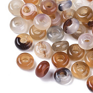 Natural Agate European Beads, Large Hole Beads, Dyed & Heated, Rondelle, 10x4.5mm, Hole: 4mm(G-Q503-07)