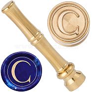 1Pc Golden Tone Brass Wax Seal Stamp Head with Bamboo Stick Shaped Handle, for Greeting Card Making, Letter C, 74.5x15mm(STAM-CP0001-04C)