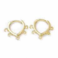 Brass Hoop Earring Findings, with Horizontal Loops, Teardrop, Cadmium Free & Lead Free, Real 24K Gold Plated, 15x16x1.5mm, Hole: 1.2mm, Pin: 0.9mm(KK-A172-31G)