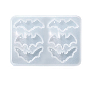 DIY Halloween Themed Pendant Food Grade Silicone Molds, Resin Casting Molds, Bat, 57x80x2mm, Inner Diameter: 30~32x12~16mm(HAWE-PW0001-004A)
