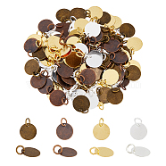 120Pcs 4 Colors Brass Stamping Blank Tag Charms, Flat Round, Mixed Color, 12x0.5mm, Hole: 4.2mm, 30pcs/color(KK-FH0005-24)