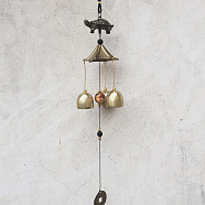 Alloy Wind Chimes Hanging Ornaments, with Bell, Turtle, 460~490mm(WICH-PW0002-02C)