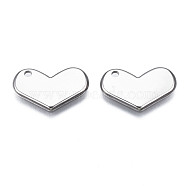 316 Surgical Stainless Steel Pendants, Heart, Stainless Steel Color, 12x19.5x1.5mm, Hole: 1.8mm(X-STAS-ZX013-06P)