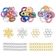 DIY Jewelry Necklace Making Kits, Necklace with Opaque Acrylic Linking Rings, Zinc Alloy Lobster Claw Clasp, 304 Stainless Steel Jump Rings, Iron Ends with Twist Chains, Mixed Color, 23x17x4.5mm(DIY-FS0001-10)