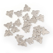 304 Stainless Steel Pendants, Laser Cut,  Butterfly, Stainless Steel Color, 8x10.5x0.8mm, Hole: 1.4mm(STAS-G224-06P)