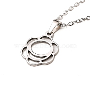 Stainless Steel Pendants Necklaces, Flower, 11.81 inch(30cm), Pendant: 17.5x14mm(NJEW-K267-01G-P)
