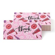 Thank You Theme Card, Lip and Lipstick Pattern, for Decorations, Rectangle, Pink, 90x50x0.4mm, 50pcs/bag(DIY-L035-019C)