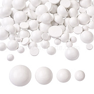 120Pcs 4 Styles Spray Painted White Wood Cabochons, Half Round, White, 30pcs/style(WOOD-TA0001-52)