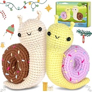 Couple Snail Display Decoration DIY Knitting Kits for Beginners, including Doll Eye, Crochet Hook, Stitch Marker, Yarn, Instruction, Mixed Color, 10cm(PW-WG36185-01)