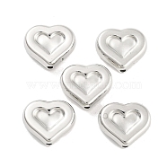 CCB Plastic Beads, Heart, Platinum, 12.5x14.5x5mm, Hole: 1.6mm, about 820pcs/500g(CCB-S164-20P)