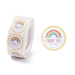 Round Thank You Theme Paper Stickers, Self Adhesive Roll Sticker Labels, for Envelopes, Bubble Mailers and Bags, Rainbow Pattern, 2.5x0.01cm, 500pcs/roll(X-DIY-B041-29)